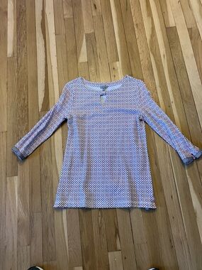 Talbots Pink and Navy Printed 3/4  Sleeve Tee